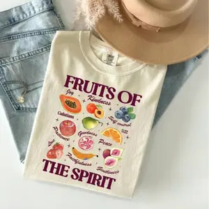Comfort Colors Boho Christian T-Shirt Fruits of the Spirit TShirt, Fruits and Gifts of the Holy Spirit, Retro Jesus Apparel, Floral Graphic TShirt