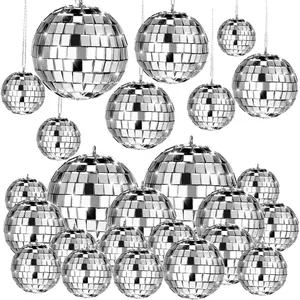 20 Pcs Glass Disco Balls for Halloween DIY Weddings Music Proms with Assorted Sizes Reflective Hanging Props for Festive Decorations