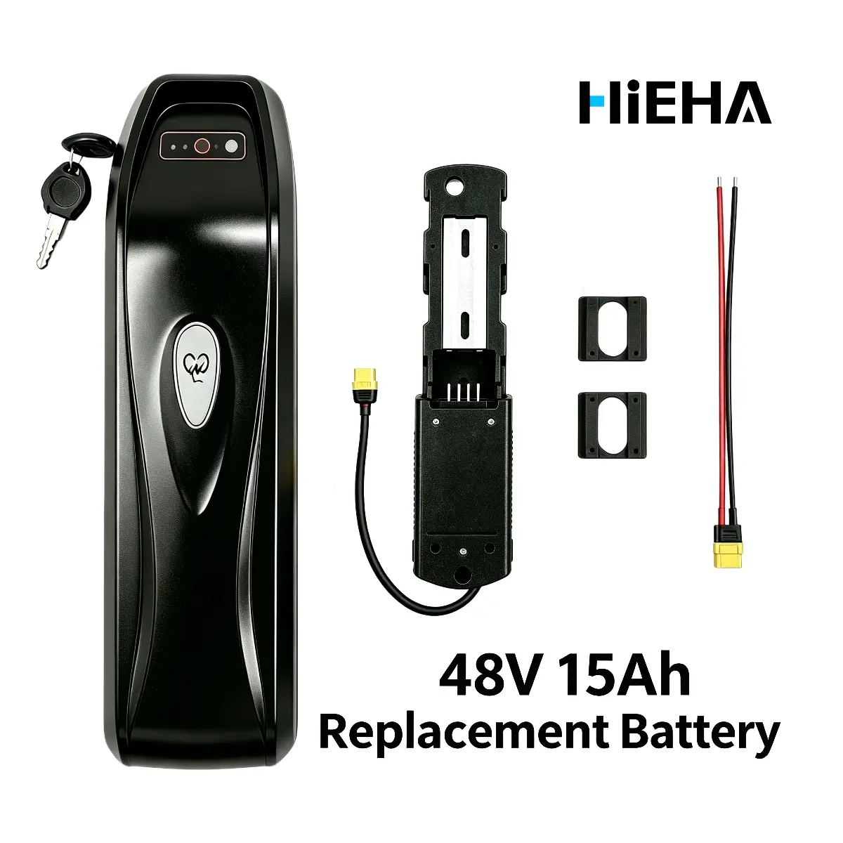 HIEHA 48V 15Ah Original Replacement Ebike Battery – Fits 1500W Fat Tire & 2026 Smart CarPlay Models, Removable with Key Lock, Plug & Play