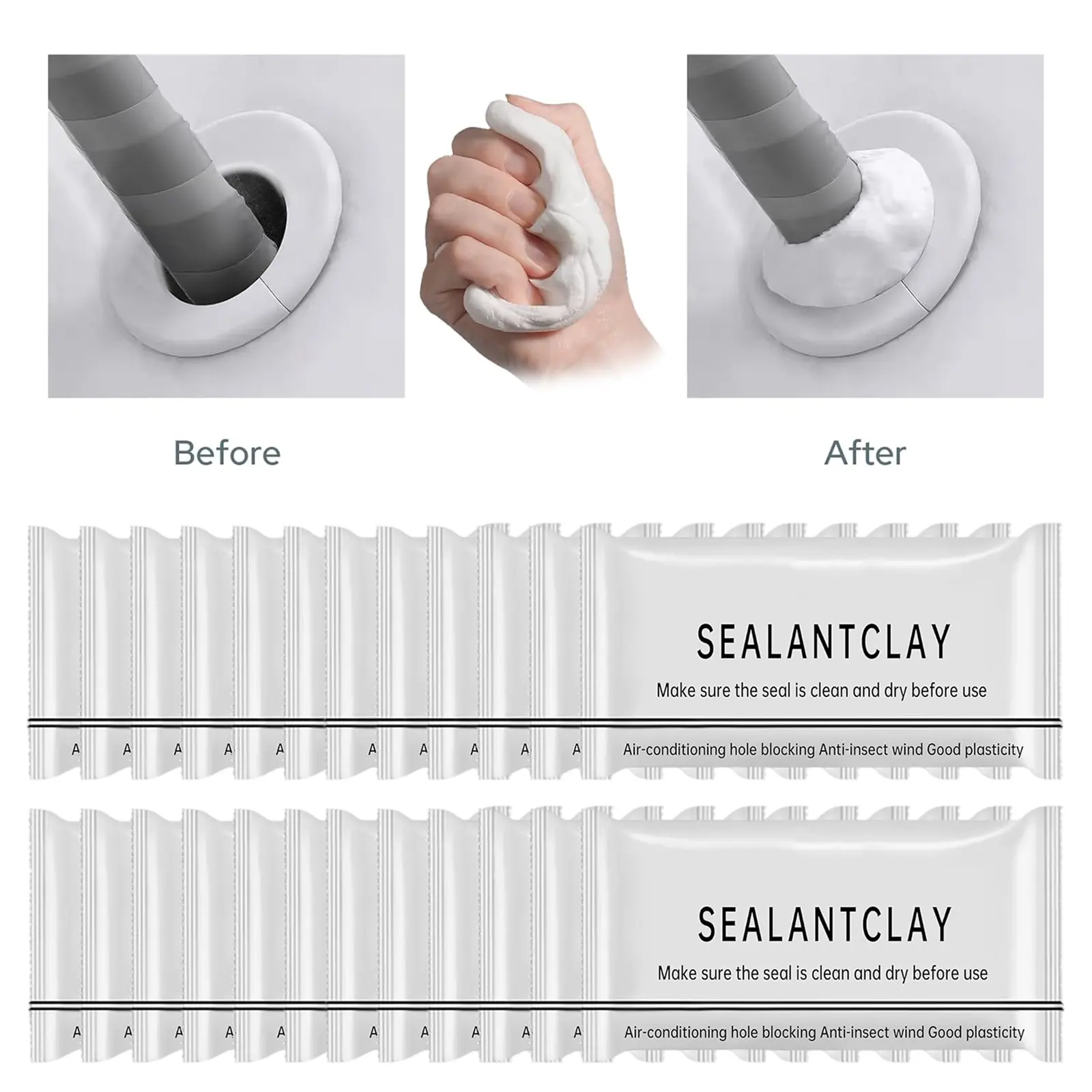 Eco-Friendly Sticky Sealant Clay for Kitchen - Quick-Curing, Strong Adhesion, Waterproof, Oil-Resistant Home Improvement Sealant for Air Conditioner Holes, Wall Cracks