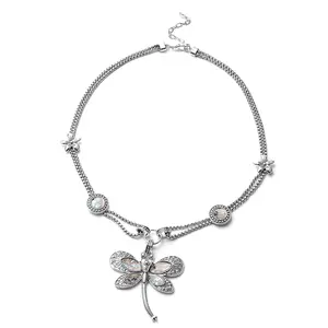 Abalone Shell Dragonfly Crystal Necklace for Women Jewelry for Women White Beach Aesthetic 22" Costume Jewelry Christmas  Birthday Gifts