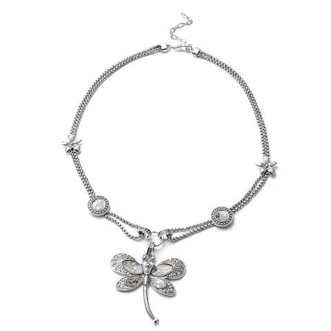 Abalone Shell Dragonfly Crystal Necklace for Women Jewelry for Women White Beach Aesthetic 22" Costume Jewelry Christmas  Birthday Gifts
