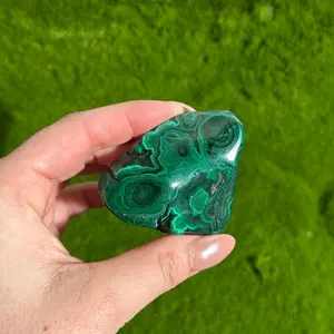 Malachite Freeform, Malachite Palm Stone, Crystal Palm, Crystal Display Polished Malachite