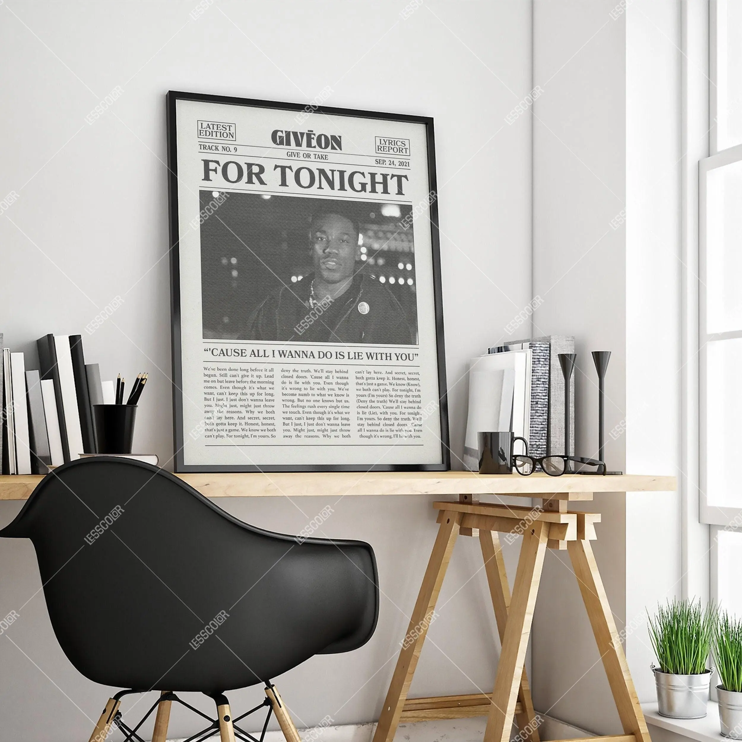 Giveon Retro Newspaper Print, For Tonight Poster, For Tonight Lyrics Print, Giveon Poster, Give or Take Poster,Unframed