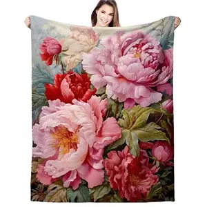 Lola Blush Vibrant Floral Print Throw Blanket Soft Stain Resistant Super Soft Flannel Warm Comfort Portable All Seasons Decor Gift Idea Cozy Pattern Excellent Multi Purpose Durable themed blanket Ideal for sofas or beds Perfect for birthday gifting