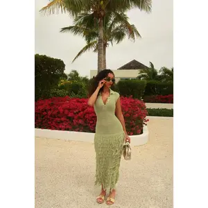 Catalina Crochet Maxi Dress - Green