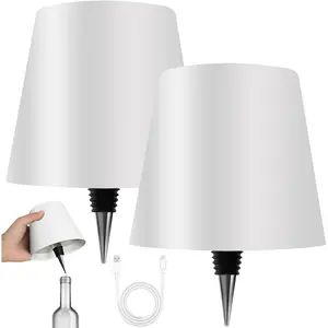 2025 New Wireless Bottle Lamp - LED Bottle Lights for Liquor & Wine Bottles, Cordless Lampshade, Whiskey Bottle Top Light, Bottle Stopper Night Light Kit, Rechargeable 3-Tone Touch-Dimmable 2 PCS