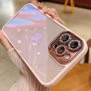 Luxury Lens Glitter Protection Phone Case For IPhone 16 15 14 13 12 11 Pro Max Plus Acrylic Backboard High Transparency Cover Protective Protector
