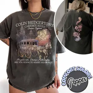 2 Side Lady Whistledown Colin and Penelope Comfort Colors Shirt, Bridgerton Inspired Retro Vintage Tee, Regency Romance Fan Gift, Full Color Range, Find Your Perfect Shade, Fun Graphics