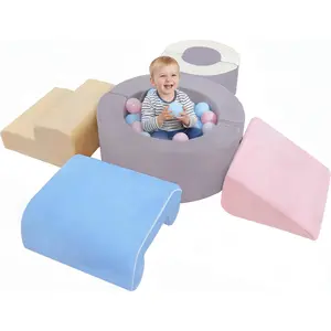 Toddler Climbing Toys Indoor, 7-Piece Soft Foam Play Set for Toddlers 1-3, Foam Climbing Blocks with Slide, Stairs & Ball Pit, Crawl and Climb Activity Gym, Lightweight & Washable Kids Gift