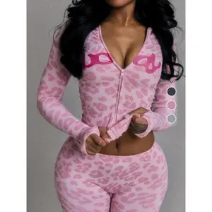 Women's autumn fashion hooded camouflage printed long sleeved sports slim fit pants set, women's casual two-piece set, animal pattern sportswearRAIMENTRY