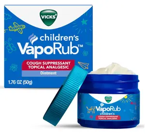 Vicks Children's VapoRub, Topical Cough Suppressant and Analgesic, Relieves Coughs and Minor Aches and Pains, Clinically Proven, Starts Working in Minutes for Fast Relief, For Children Ages 2+, 1.76oz