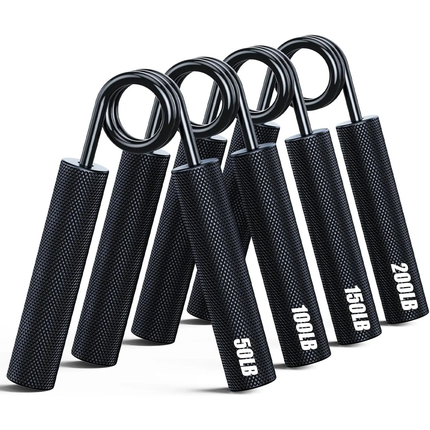 Grip Strength Trainer 4-Pack, 50 lbs - 200 lbs Metal Hand Grip Strengthener, Non-Slip Heavy-Duty Forearm Exerciser, Grip Strengthener for Muscle Training and Hand Rehabilitation Exercises