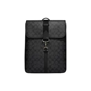 COACH Classic Monogram Backpack with Hardware Buckle and Multi-Functional Pockets in Canvas and Leather for Men