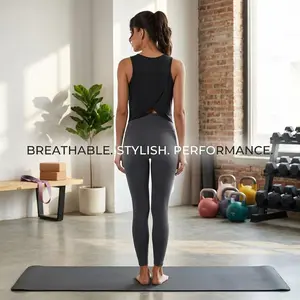 Women's Cropped Open Back Sleeveless Tank Tops - Athletic Gym Yoga Workout Shirts Loose Fit Breathable Comfortable Sports Apparel Perfect for Fitness Training Running Pilates Casual Wear Lightweight Stretchy Fabric