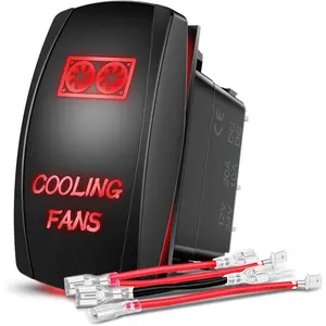 Nilight Cooling Fans Rocker Switch Led Light Bar Switch 5Pin Laser On Off SPST switches 20A/12V 10A/24V Switch Red with Jumper Wires Set for Cars Trucks RVs