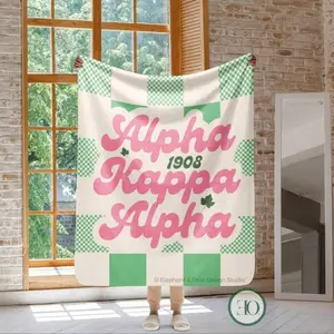 Personalized Alpha Kappa Alpha Blanket Geometric & Letter Pattern Lightweight Eco-Friendly Gift for Family Christmas Birthday Dad Mom Friend celebration