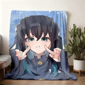 2026 New Arrival 3D printing Muichiro poking cheeks, starry background.jpg Print BlanketNordic Minimalist Flannel Throw, Winter Office Nap Blanket for Men & Women, Ultra-Soft Double-Sided Fleece,