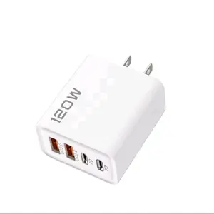 120W 4-Port Fast Wall Charger - USB-C PD & QC 3.0 Quick Charge Adapter - Multi-Device Power Block for iPhone, Samsung, Android, & Tablets - US Plug - Available in Arctic White, Stealth Black, & Cyber Yellow from p79Supply