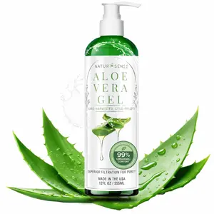 NTRSNS NaturSense 99% Organic Aloe Vera Gel. Deep Hydration, Effective Moisturizing. For Hair, Scalp, Face, Acne, Sunburn, Dry Winter Skin, Sensitive Skin, Shaving. Unscented, 12 oz. Made in the USA