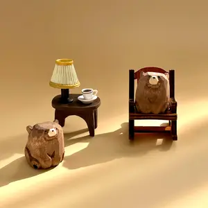 Hand Carved Wooden Bears Figurine - Small Wooden Bear for Home Decor, Forest Animal Decor, Ideal for Bear Collectors and Birthday Gifts
