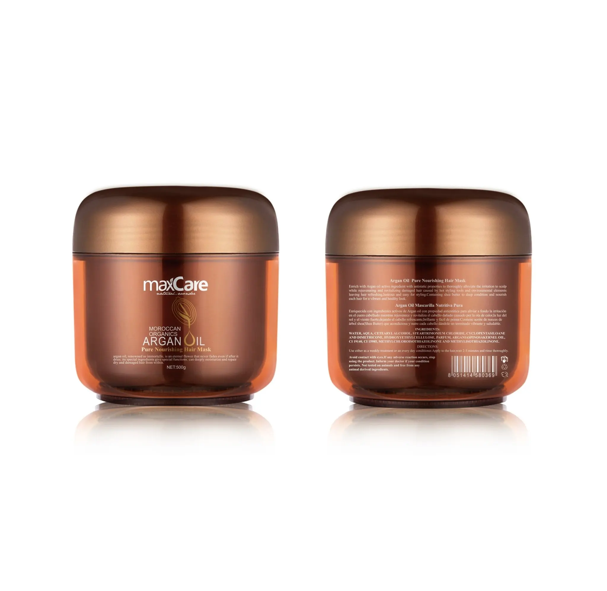 MAXCARE NATURAL WONDER Moroccan Argan Oil Pure Nourishing Hair Mask - 500ml - Deep Repair & Intense Moisturization for Dry Damaged Frizzy Hair - Paraben-Free Silicone-Free Sulfate-Free Haircare