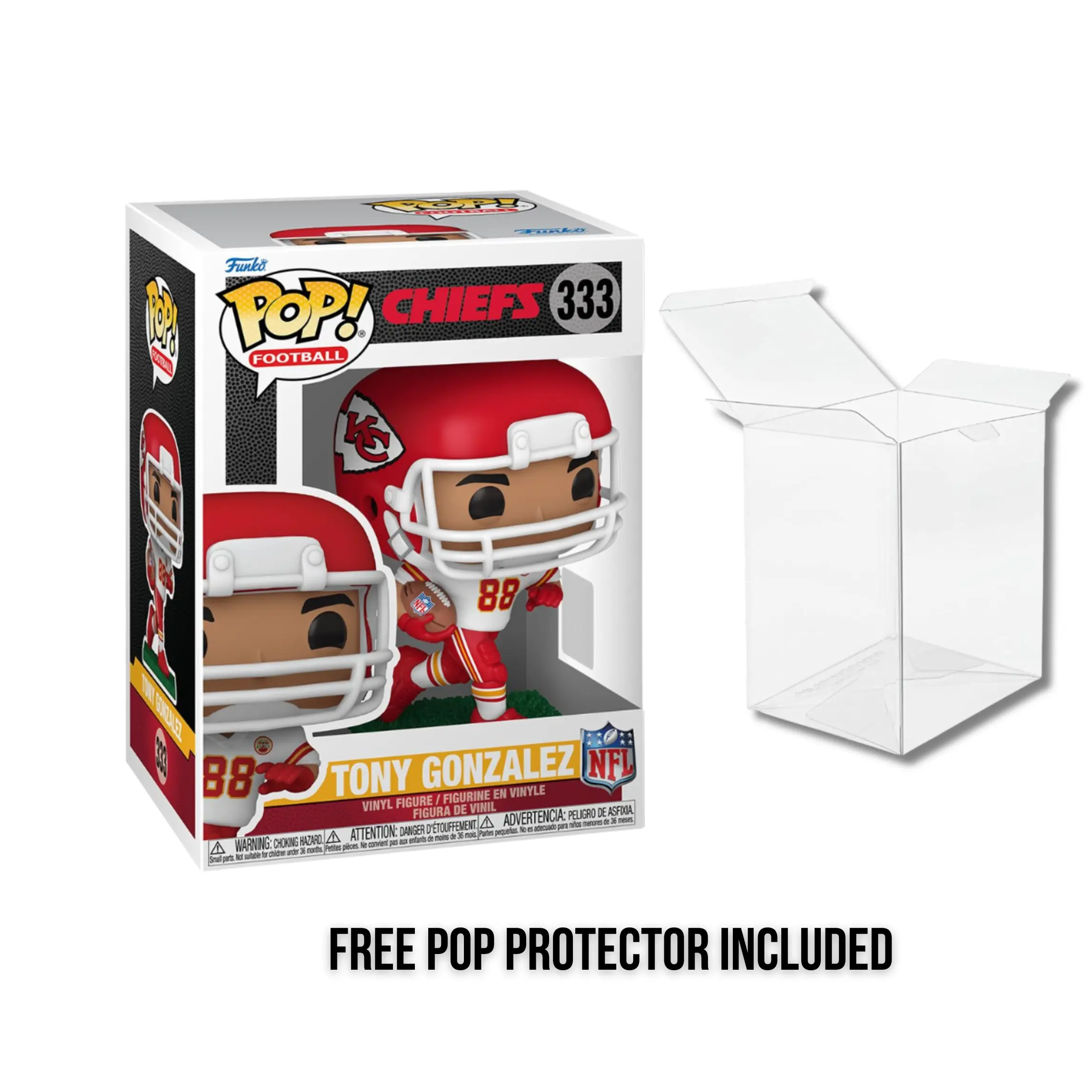 Funko Pop! NFL Kansas City Chiefs Tony Gonzalez #333 Vinyl Figure + FREE Pop Protector