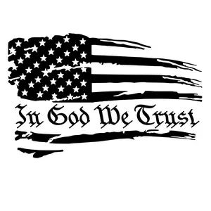In God We Trust flag vinyl decal car window choose color and size