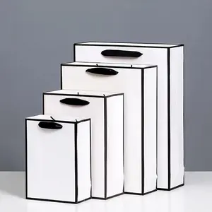 White with Black Border Paper Gift Bag