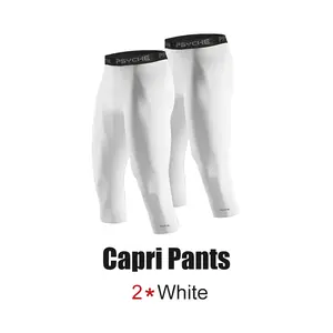 PSYCHE 2-Pack Men’s 3/4 Compression Pants – Compression Underwear for Gym, Workout, Running, Basketball, Squat-Proof, Sweat-Wicking, and Ultra-Breathable