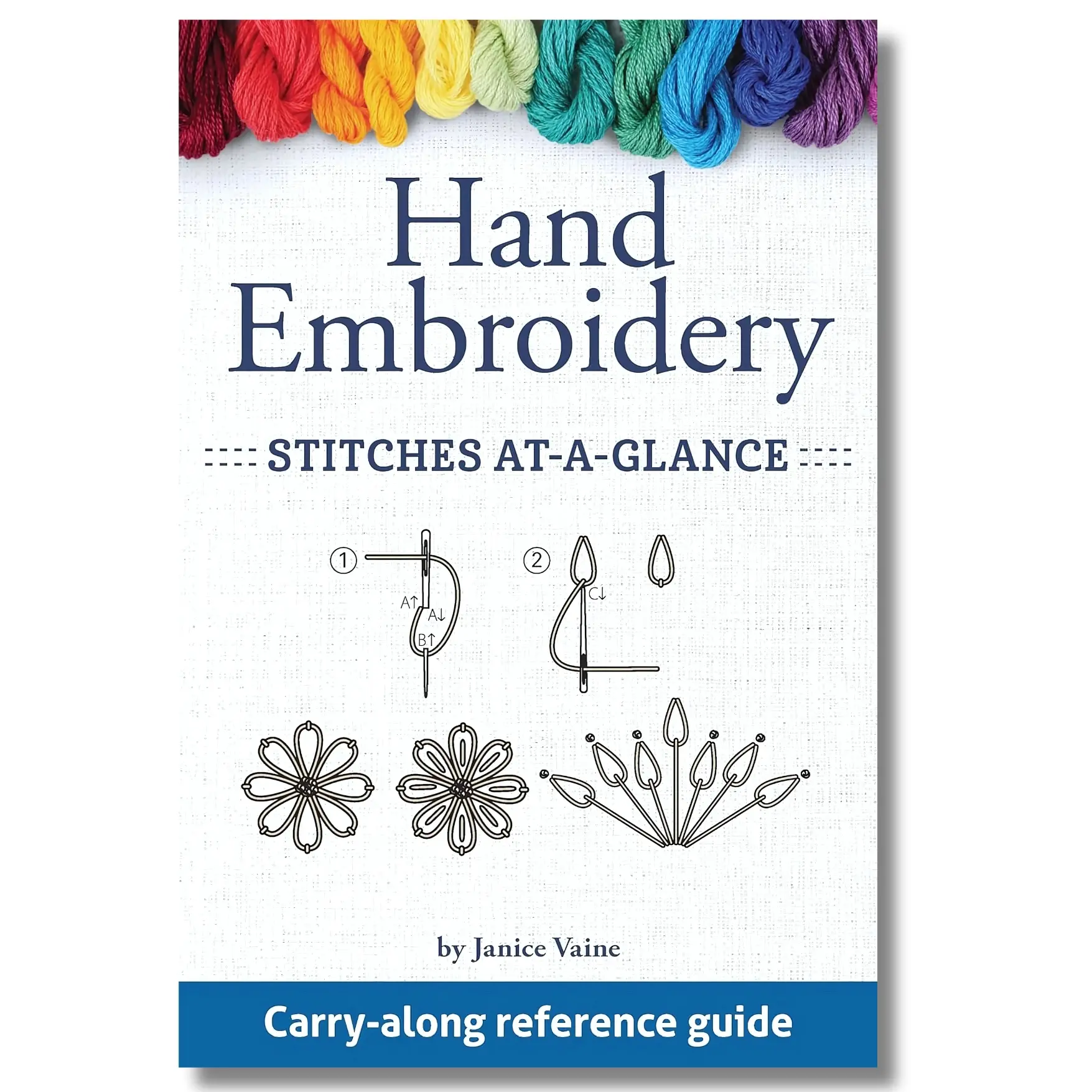 Hand Embroidery At-A-Glance Carry-Along Reference Guide (Landauer) - 4-in Compact Size Paperback for Adults, 30 Stitches, Easy-to-Follow How-To Instructions, Tips, Techniques, Needle & Thread Charts, Achieve Unique Design Variations