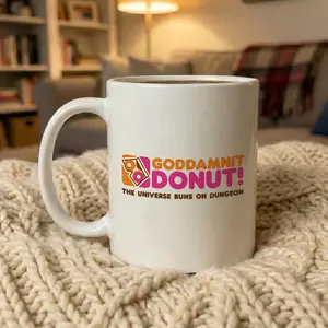 Funny Goddamnit Donut Mug LitRPG Reader Gift Dungeon Crawler Coffee Cup