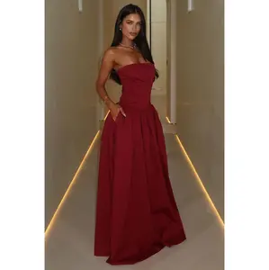 Iridessa Strapless Maxi Dress - Burgundy