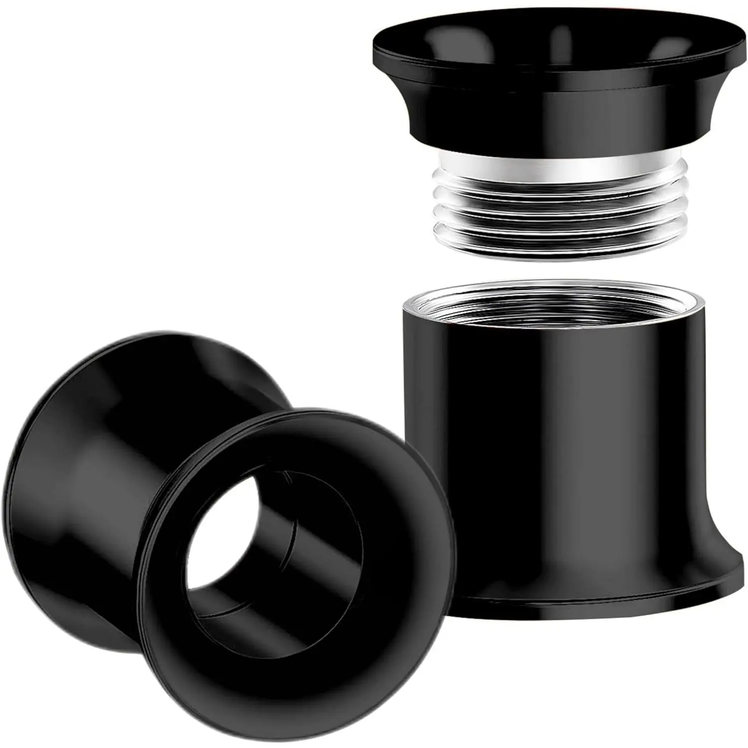 Gauges for Ears, Internally Threaded Stainless Steel Black Double Flared Tunnel   Stretcher Ear Plug Earring Lobe Tunnel for Men Women