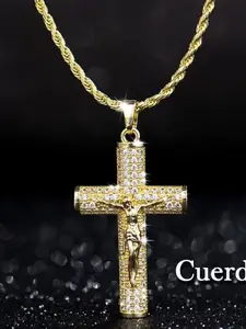 Fashion Orthodox Cross Pendant Necklace, Copper Plated 14k Religious Jewelry, Gift for Family Friends, Sports Wedding