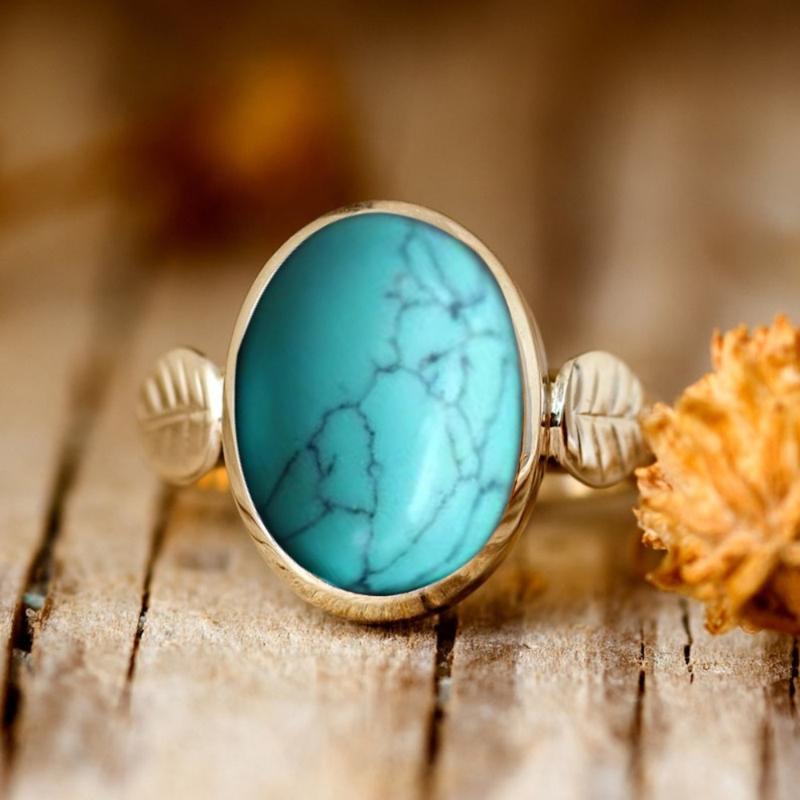 Women's Retro Natural Boho Style Rings - Dec Birthstone Gemstone Setting Costume Jewelry, Elegant Daily Wear, Christmas Engagement Jewelry Gifts