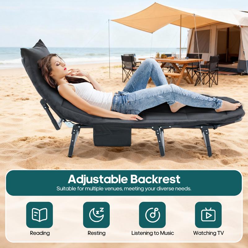 Camping Cot for Adults, 6-Angle Adjustable Folding Camping Bed with Mattress, Lightweight & Portable for Camping, Office, Outdoor, Supports 450 lbs with Carry Bag Camping Cot for Adults, 6-Angle Adjustable Folding Camping Bed with Mattress, Lightweight & Portable for Camping, Office, Outdoor, Supports 450 lbs with Carry Bag
