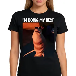 Funny I'm Doing My Best Marcus The Worm Meme T-Shirt Cotton Crewneck Short Sleeve Menswear Streetwear Universal Fit for All Seasons Machine Washable Casual Loose Fit Top - Default, Classic