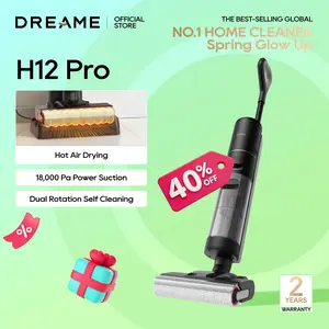 DREAME H12 Pro Select Vacuum Mop, Wet Dry Vacuum Cleaner, Smart Floor Cleaner Cordless Vacuum and Mop for Hard Floors, One-Step Edge to Edge Cleaning with Hot Air Drying Black
