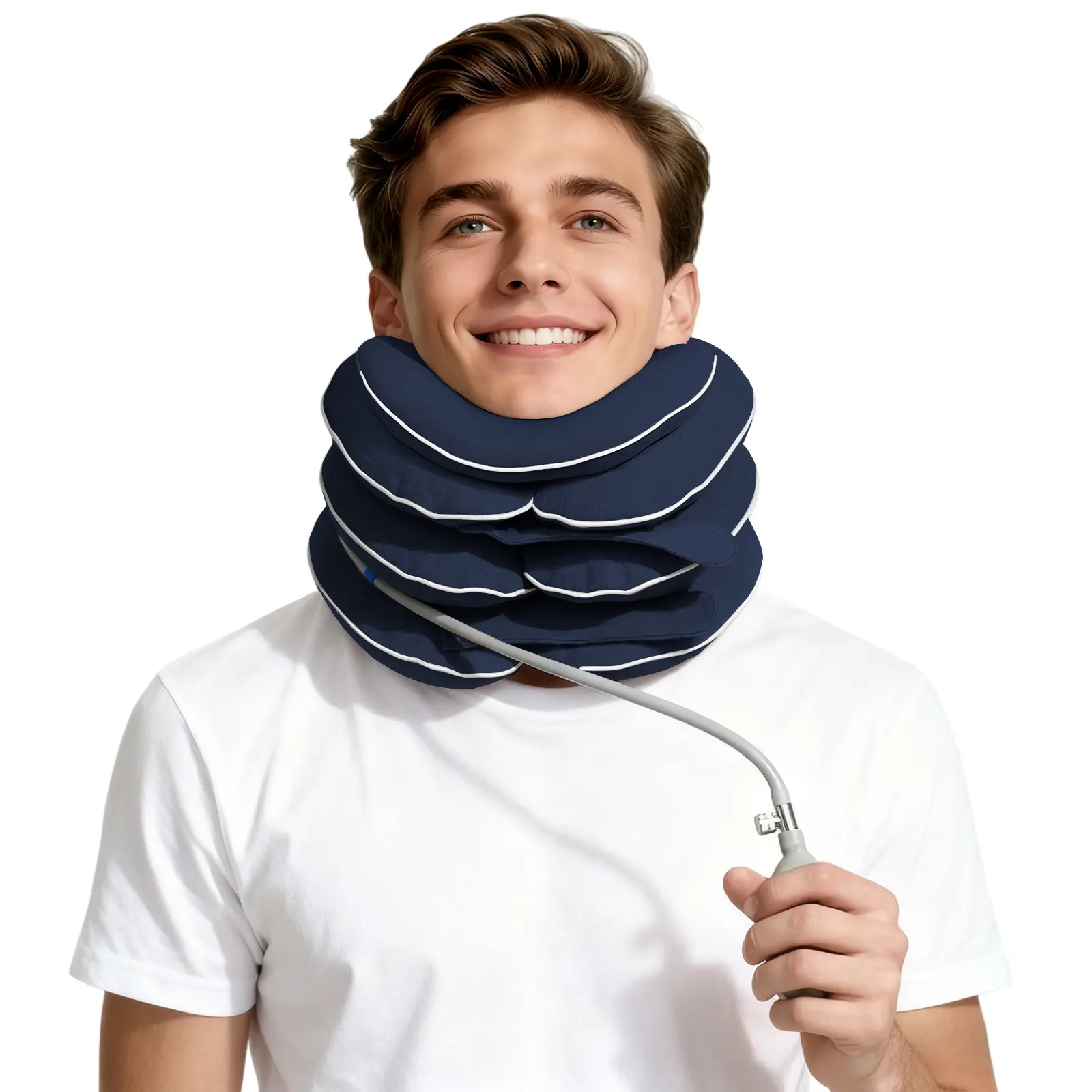 Upgraded 3+1 Airbag Inflatable Cervical Neck Traction Collar, Front-High Back-Low Support Brace for Stiffness & Discomfort Relief, Portable for Home & Office Use, Cervical Neck Support