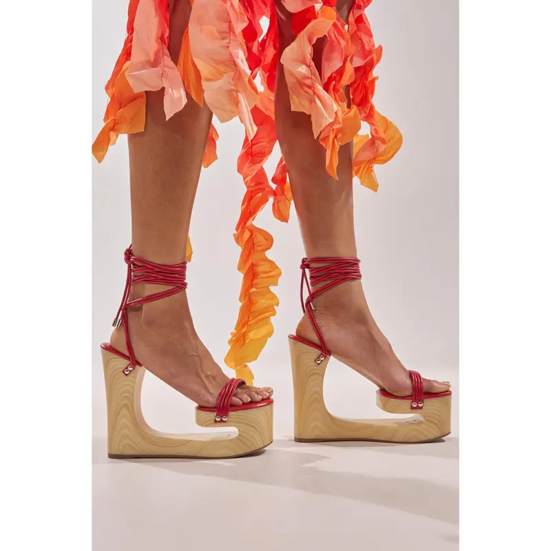 AZALEA WANG CIPRIANO RED STRAP EMPTY WEDGE SANDAL - TikTok Shop