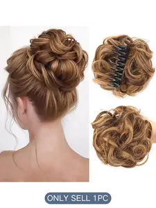 Wavy Clawclip Hair Bun Extension for Women, Perfect for Flat and Curly Hair Styles, Easy to Use Bun Hair Accessories, Synthetic Clip Hairpiece