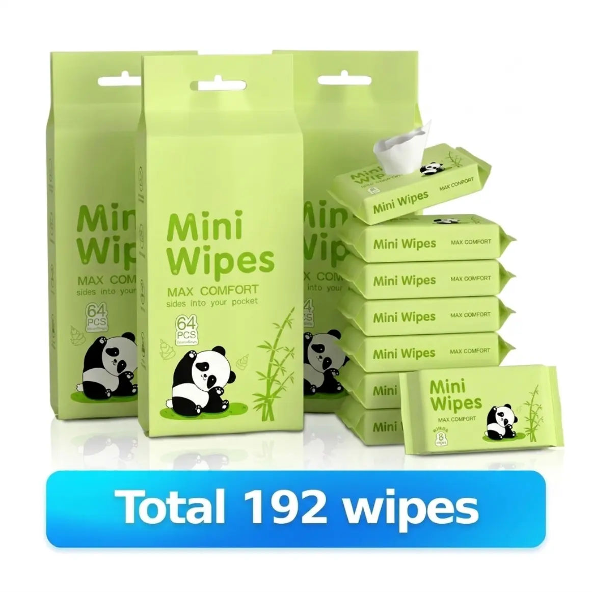 LORMIN mini Wet Wipes, Mini Travel Products Pack, Natural Extracts, Hypoallergenic, Unscented, Alcohol-Free, Eco-Friendly, Biodegradable, Skin-Safe Home Care Essential
