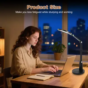 LED Desk Lamp With Adjustable Arm,Touch Control Dimming,10 Brightness Levels,Suitable For Home Office,Nail Lighting,Bedroomreading,Study And Work(black) Modern Design,Multifunctional Rgb Multicolored Light,15W