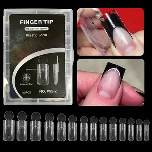 140pcs New Square Matte Dual Forms with French Line Full Cover Dual Nail Molds for Uv Gel Acrylic Nail Art Extension 140PCS 14 Sizes