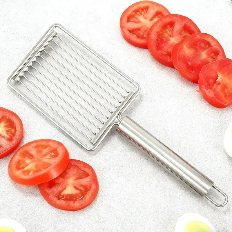Stainless Steel Tomato Slicer, Fruit Cutting Slicer, Manual Vegetable & Fruit Cutter with Ergonomic Handle, Multifunctional Egg Slicer & Kitchen Gadget for Slicing & Dicing, Ideal for Salads, Sandwiches, Breakfast Prep, Durable Construction
