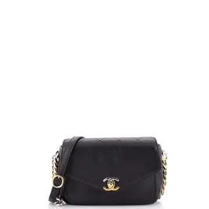 Pre-owned CHANEL Leather Shoulder Bags Two Tone Envelope Flap Bag Quilted Calfskin Small by Rebag