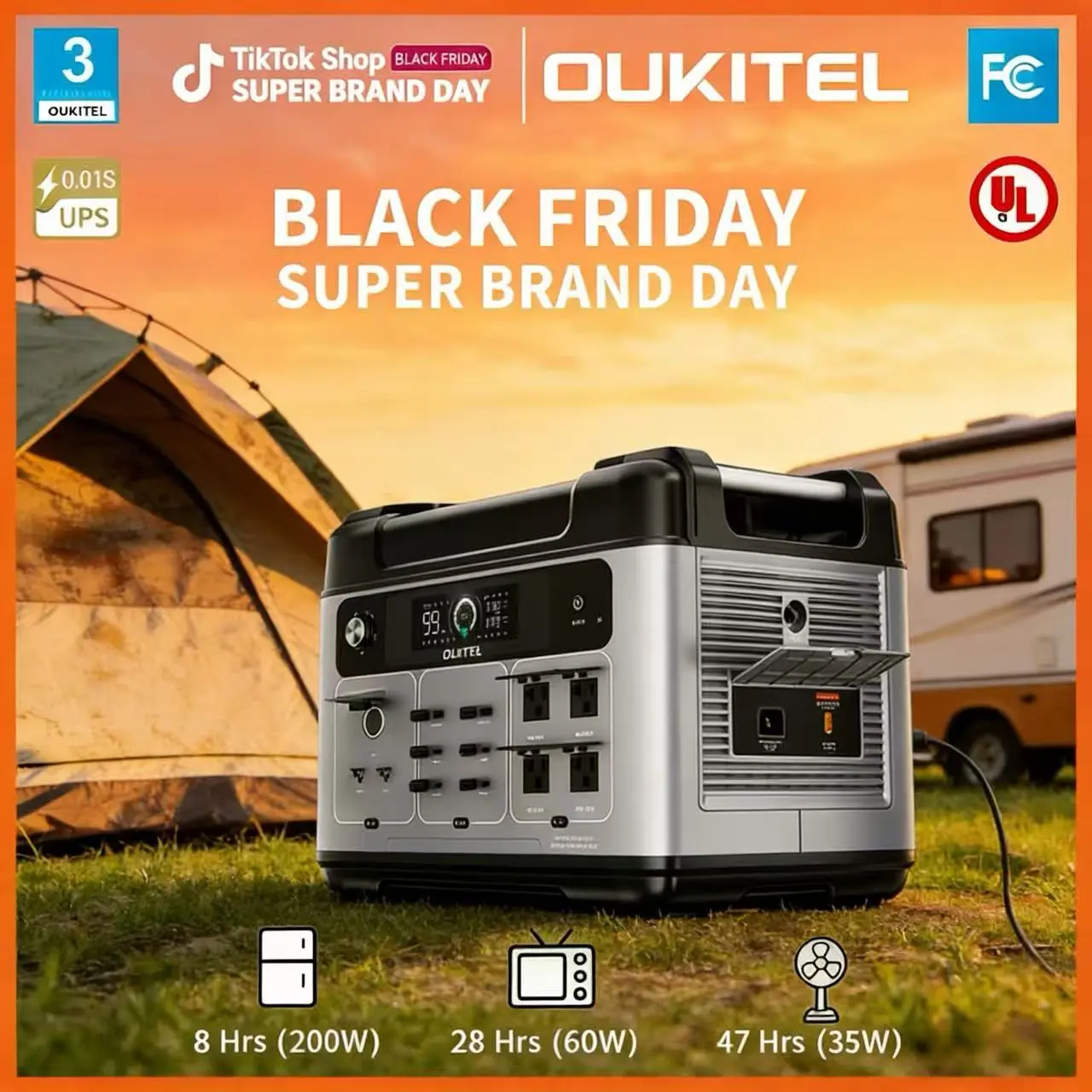OUKITEL P2001 2048Wh High Capacity Power Station for RV Camping Fridge & Lights Folding Panel 1-Hour Fast Charge for Camping & Emergency Power travel