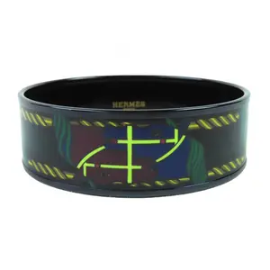 Pre-owned HERMÈS Patent Leather Small Leather Goods Hermes Click HH/Bandana Enamel Bracelet