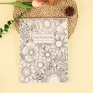 Color-In Notebook for Stress Relief and Creativity, Spiral-Bound Floral Design, Ideal Gift for Birthdays and Mother's Day, Floral Patterns